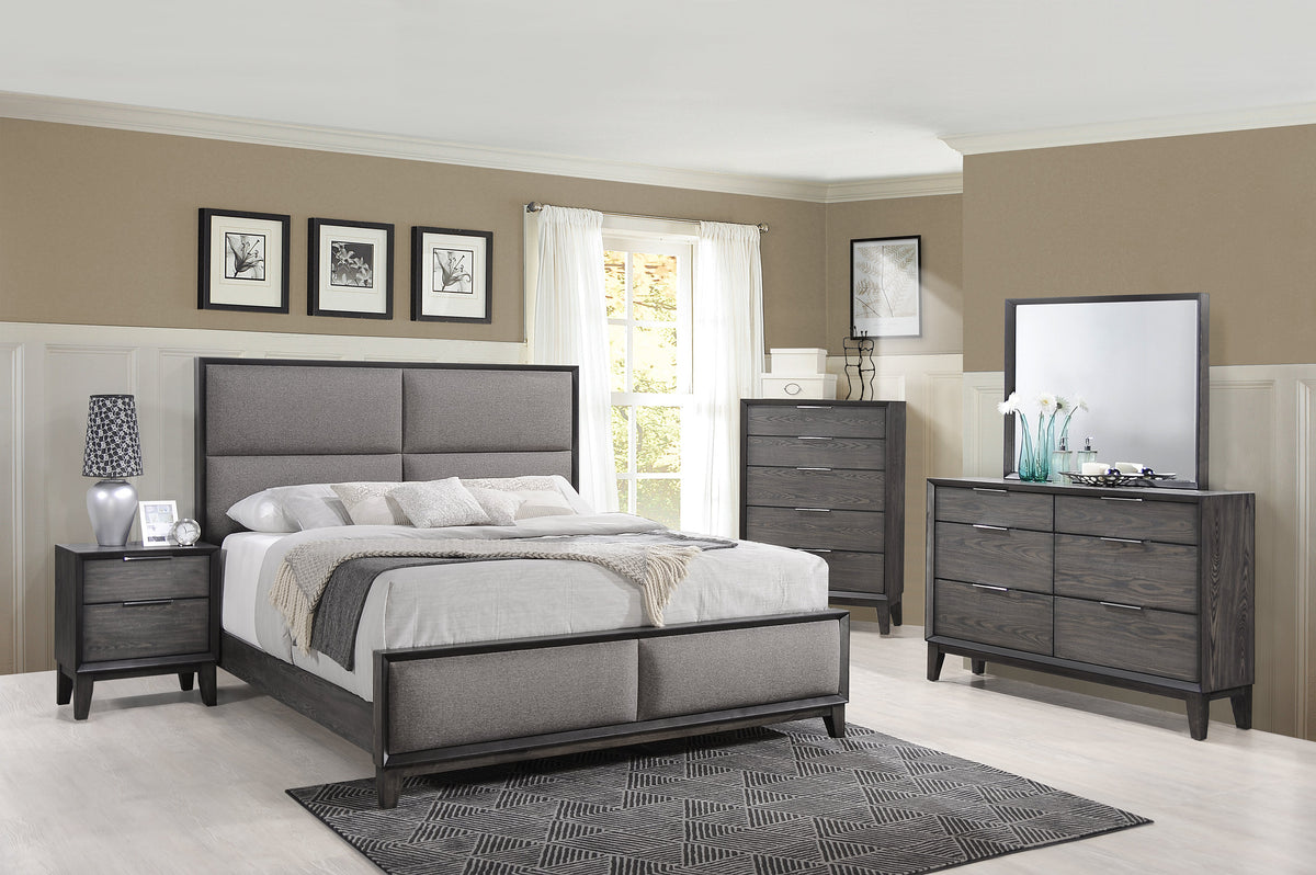 Florian Gray Upholstered Panel Bedroom Set