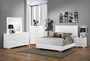 Felicity Queen Bedroom Set White High Gloss