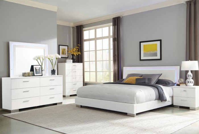 Felicity Queen Bedroom Set White High Gloss