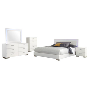 Felicity Queen Bedroom Set White High Gloss