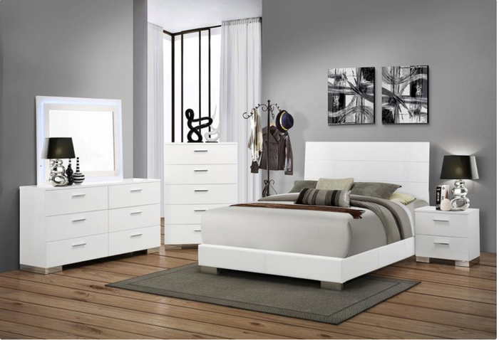 Felicity Queen Bedroom Set White High Gloss