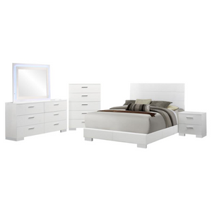 Felicity Queen Bedroom Set White High Gloss