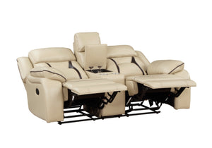 8229NBE Double Reclining Sofa with Center Drop-Down Cup Holders, Receptacles, Hidden Drawer and USB Ports