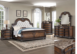 Stanley Coffee Brown Upholstered Sleigh Queen Bedroom Set