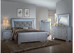 Lilla Silver LED Upholestered  King Bedroom Set