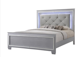 Lilla Silver LED Upholestered  King Bedroom Set