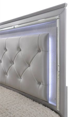 Lilla Silver LED Upholestered  King Bedroom Set