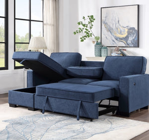 Homelegance 2PC SECTIONAL W/ PULL-OUT BED & LAF CHAISE WITH STORAGE Sectional