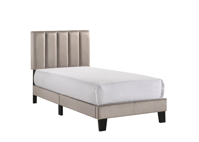 Lyric Gray Velvet Twin Upholstered Platform Bed