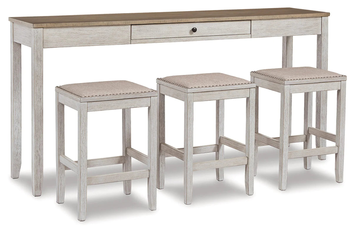 Skempton White Light Brown Counter Height Dining Table and Bar