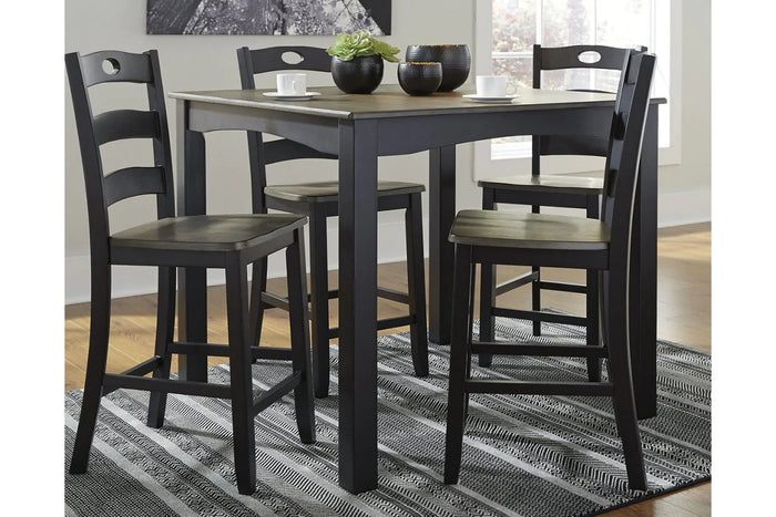 Froshburg Grayish Brown/Black Counter Height Dining Table and Bar Stools (Set of 5) DINING ROOM SET