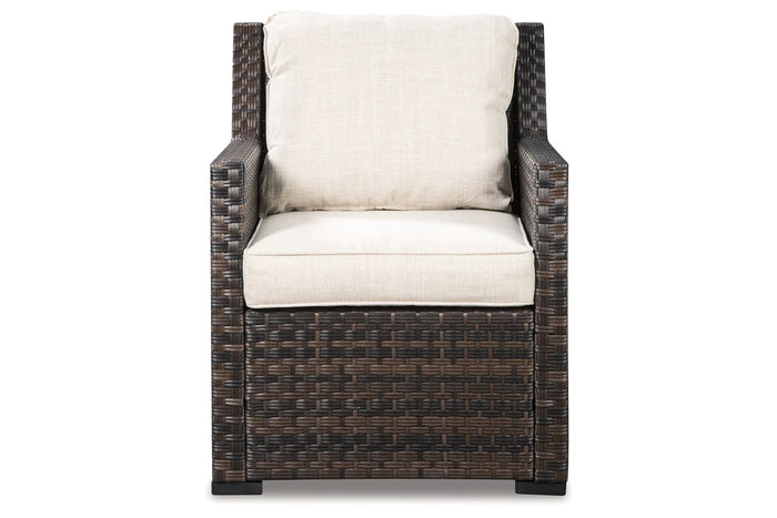 Easy Isle Dark Brown/Beige Lounge Chair with Cushion