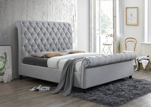 Kate Gray Queen Upholstered Sleigh Platform Bed