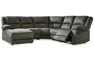 Benlocke Flannel 5-Piece Reclining Sectional with Chaise