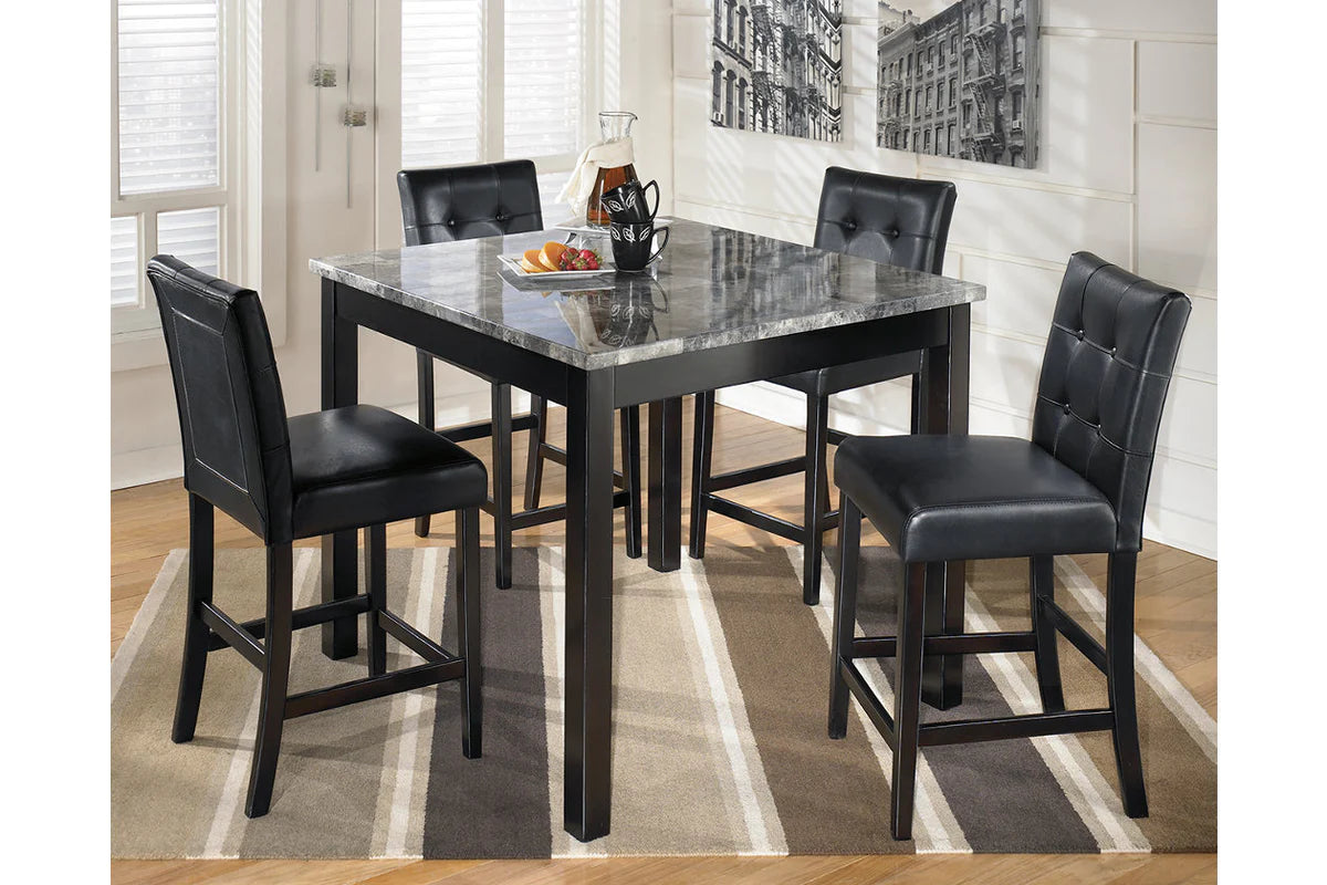 Maysville Black Counter Height Dining Table and Bar Stools Set of