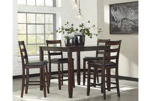 Coviar Brown Counter Height Dinning Room Set and Bar Stools (Set of 5)