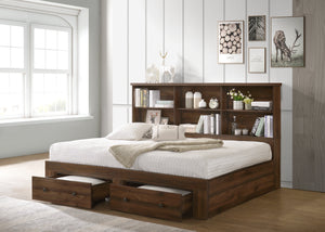 Millie Cherry Brown Full Bookcase Platform Bed