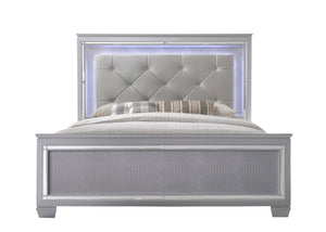 Lillian Silver King LED Upholestered Bed
