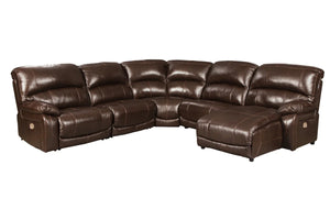Hallstrung Chocolate 5-Piece Power Reclining Sectional with Chaise