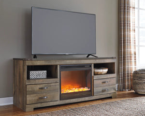 Trinell Brown Large TV Stand w/Fireplace Option