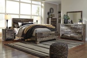 Derekson Multi Gray Panel Bedroom Set