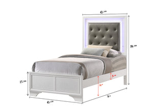 Lyssa Frost Twin LED Upholstered Panel Bed