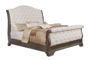 Sheffield Antique Gray Upholstered Sleigh Queen Bedroom Set