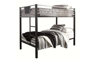 Dinsmore Black/Gray Twin over Twin Bunk Bed with Ladder