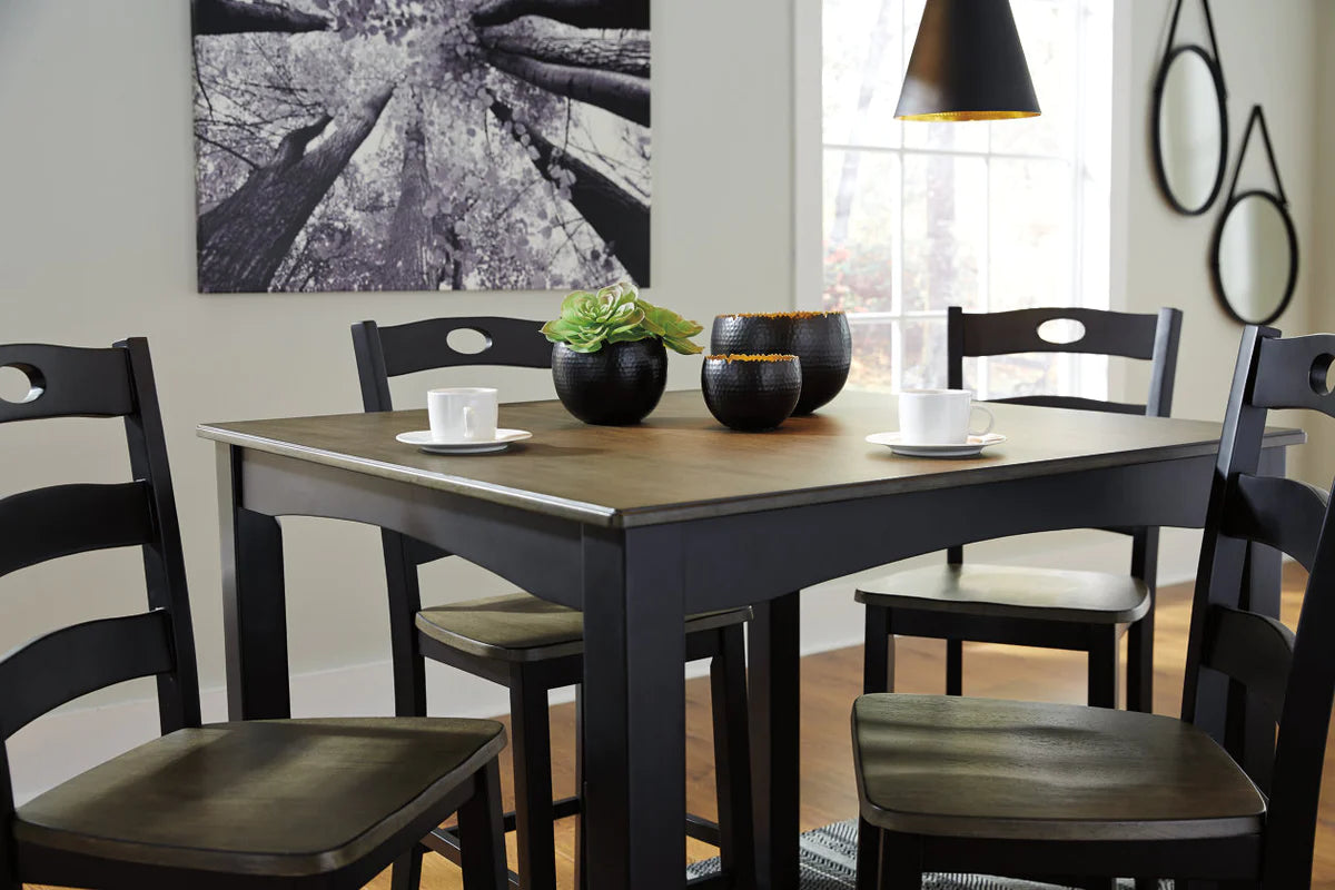 Froshburg Grayish Brown Black Counter Height Dining Table and Bar Stools Set of 5 DINING ROOM SET