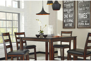 Coviar Brown Counter Height Dinning Room Set and Bar Stools (Set of 5)