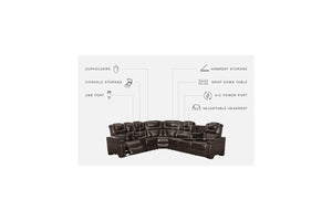 Warnerton Chocolate 3-Piece Power Reclining Sectional