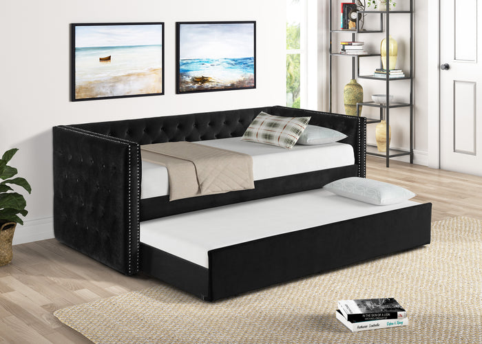 Stari Black Modern  Daybed with Trundle