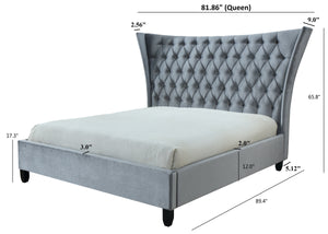 Gabriella Gray Velvet Queen Upholstered Platform Bed