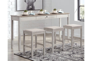 Skempton White/Light Brown Counter Height Dining Table and Bar Stools (Set of 3) DINING ROOM SET