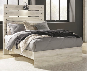 Cambeck Twin Panel Bed with Mirrored Dresser and A Nightstand