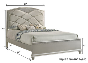 Valiant Champagne Silver Upholstered Panel Bedroom Set