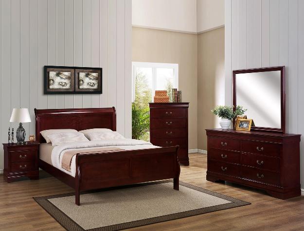 Louis Philip Cherry Bedroom Set, Bedroom Set