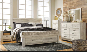 Ashley  Barand Whitewash Panel Queen Bedroom Set with Drawer footboard