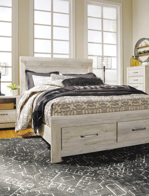 Ashley  Barand Whitewash Panel Queen Bedroom Set with Drawer footboard
