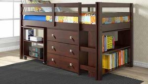 Twin Low Loft Includes Desk, Chest & Bookcase