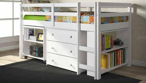 Twin Low Loft Includes Desk, Chest & Bookcase